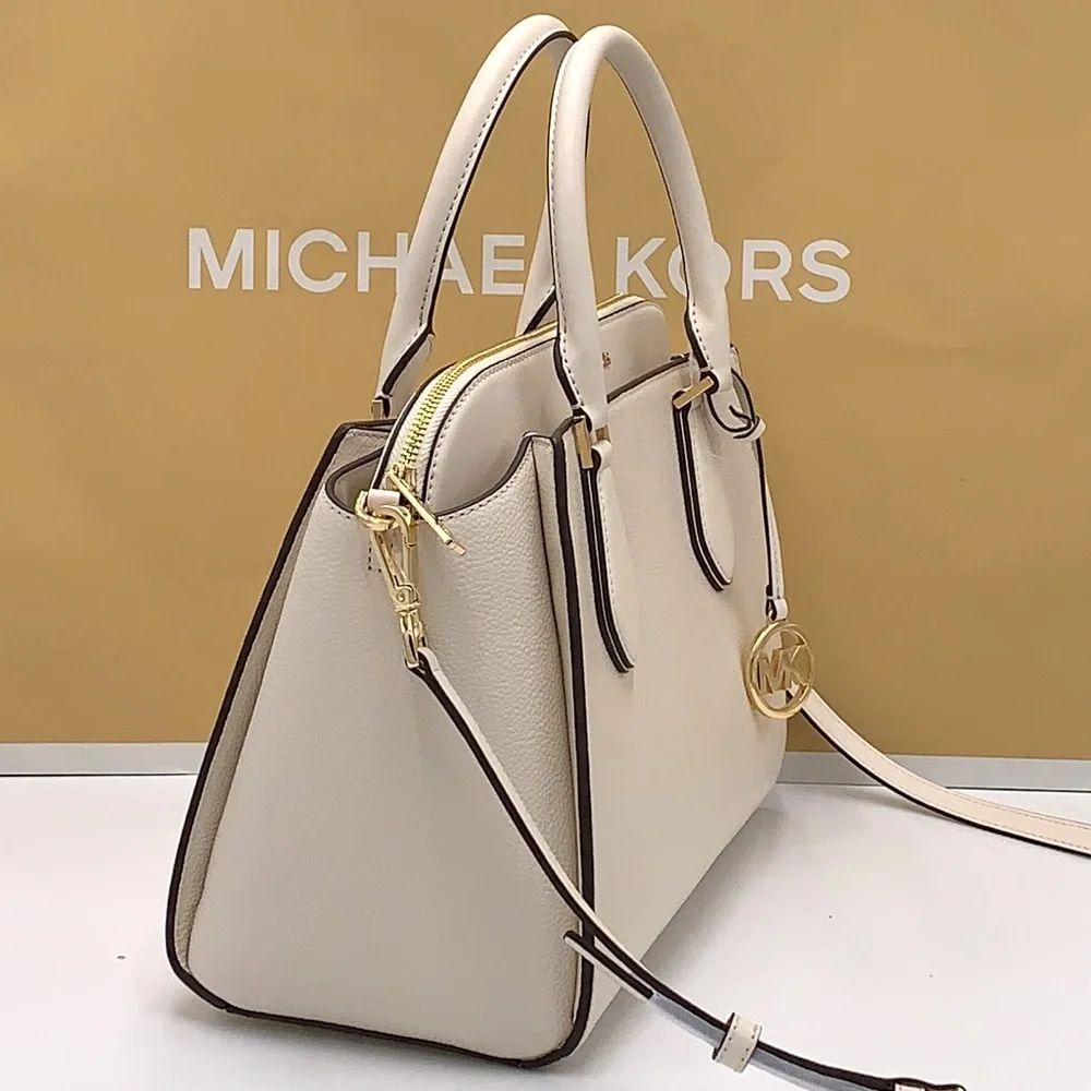 MICHAEL KORS DARIA LARGE SATCHEL LIGHT CREAM COLOR